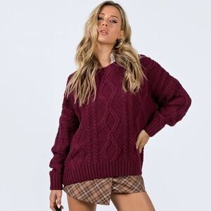 Princess Polly Burgundy Cable Knit Sweater
